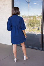 umgee navy textured babydoll dress