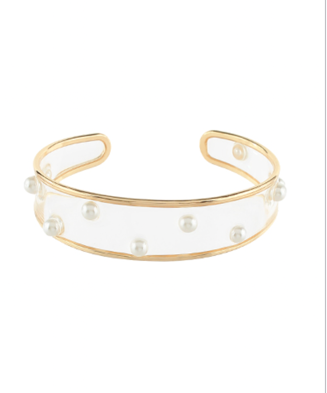 CLEAR PEARL cuff bracelet