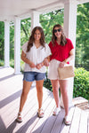 closet staple versatile red blouse