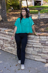 green cropped basic tee