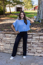 blue mineral wash cropped basic tee