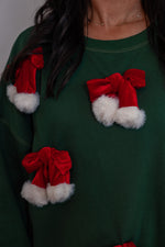 santa bow tie green pullover