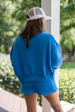 royal blue sweat pant shorts set