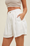 Wishlist Cream satin-like flowy shorts with pleated front