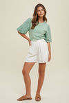 Wishlist Cream satin-like flowy shorts with pleated front