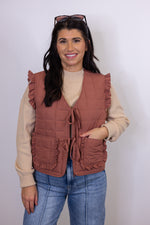 mauve brown quilted vest