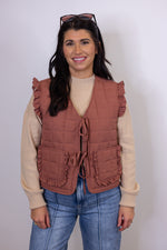 mauve brown quilted vest