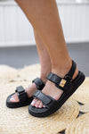 designer dupe black platform sandals