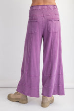 easel terry knit wide leg cargo pants grape purple