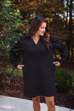 casual black cotton shift dress