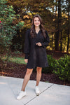 casual black cotton shift dress