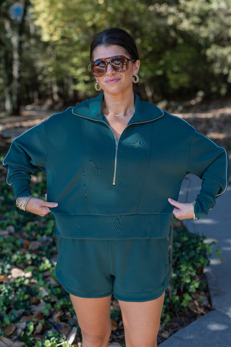 green scuba quarter zip pullover