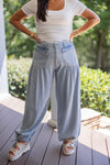 chambray denim jogger pants