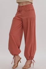 entro wide leg balloon cinch tie ankle pants