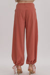 entro wide leg balloon cinch tie ankle pants