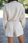 taupe cotton lounge shorts set