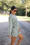 fall olive lounge pullover top