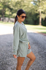 fall olive lounge pullover top