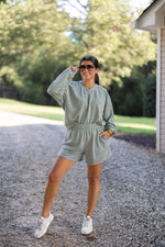 fall olive lounge pullover top