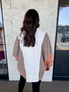 taupe rust color block pullover