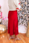 Christmas Red Elegance Midi Skirt