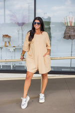 oversized mustard free people dupe romper