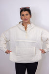 cream hooded quilted pullover