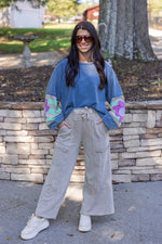 easel floral sleeve retro boho comfy top