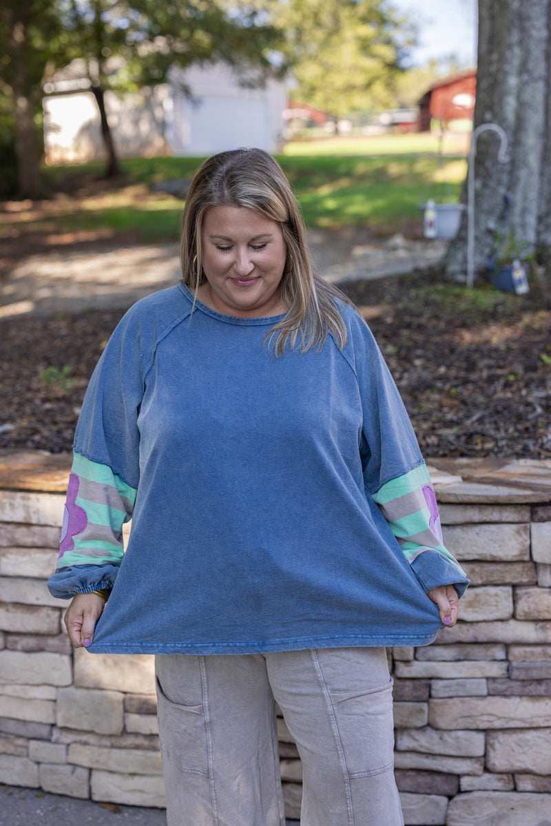 easel floral sleeve retro boho comfy top