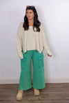 easel green knit cotton lounge pant