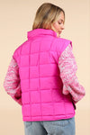 Very J Fuchsia pink quilted puffer vest with front pockets