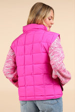 Very J Fuchsia pink quilted puffer vest with front pockets