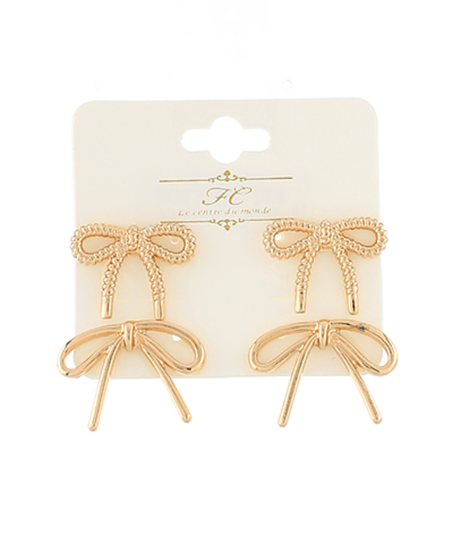 gold bow earrings