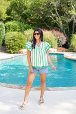 green striped ric rac babydoll top