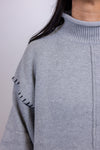 grey black stitching turtleneck sweater