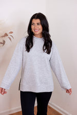 grey scuba knit pullover top