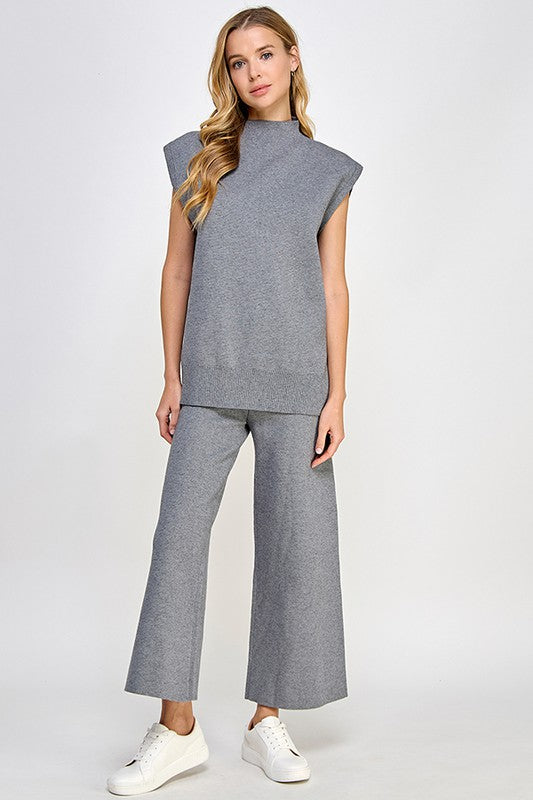 See And Be Seen Grey knit wide leg pants