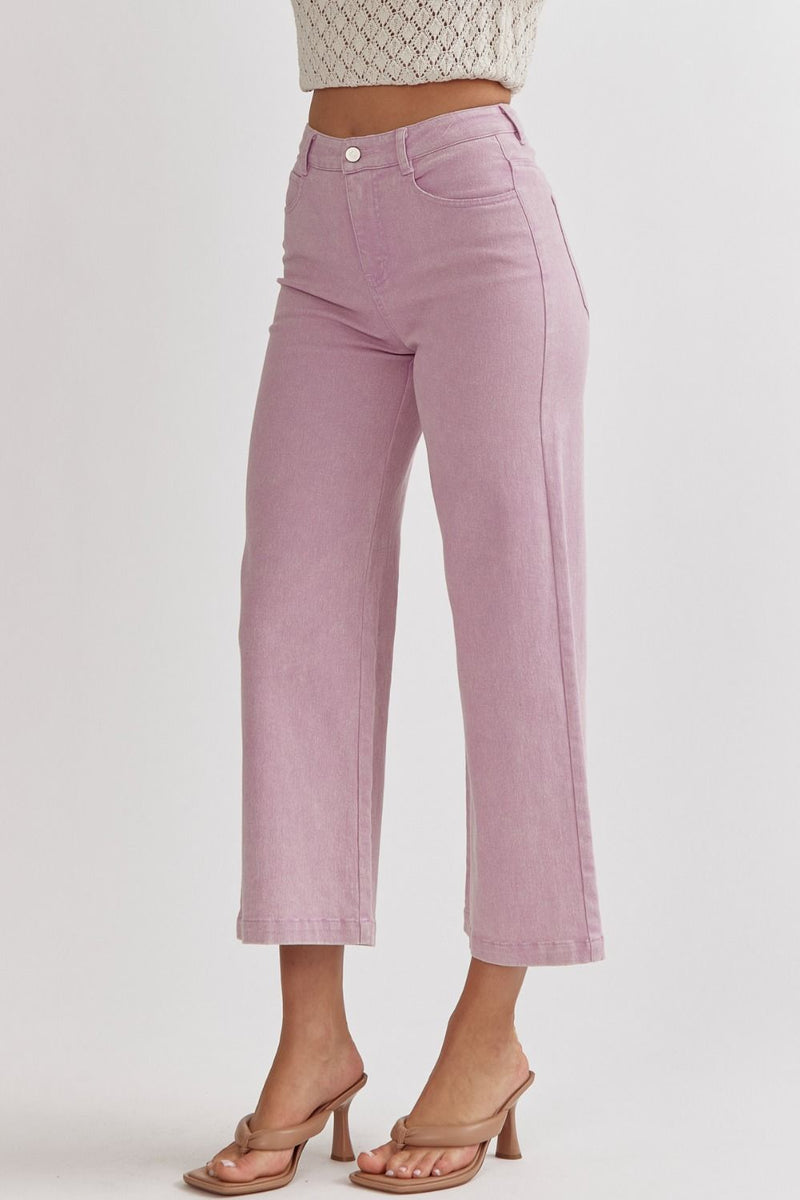 Lavender purple denim wide leg pants