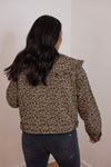 mable leopard print ruffle denim jacket