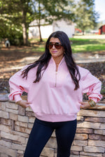 pink scuba quarter zip pullover