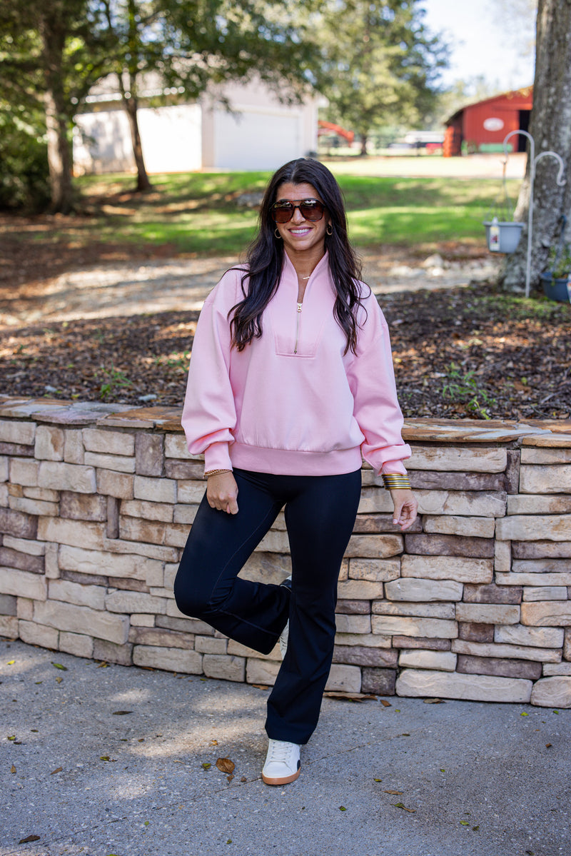 pink scuba quarter zip pullover