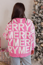 pink white merry sweater