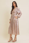 In February Metallic champagne midi dress