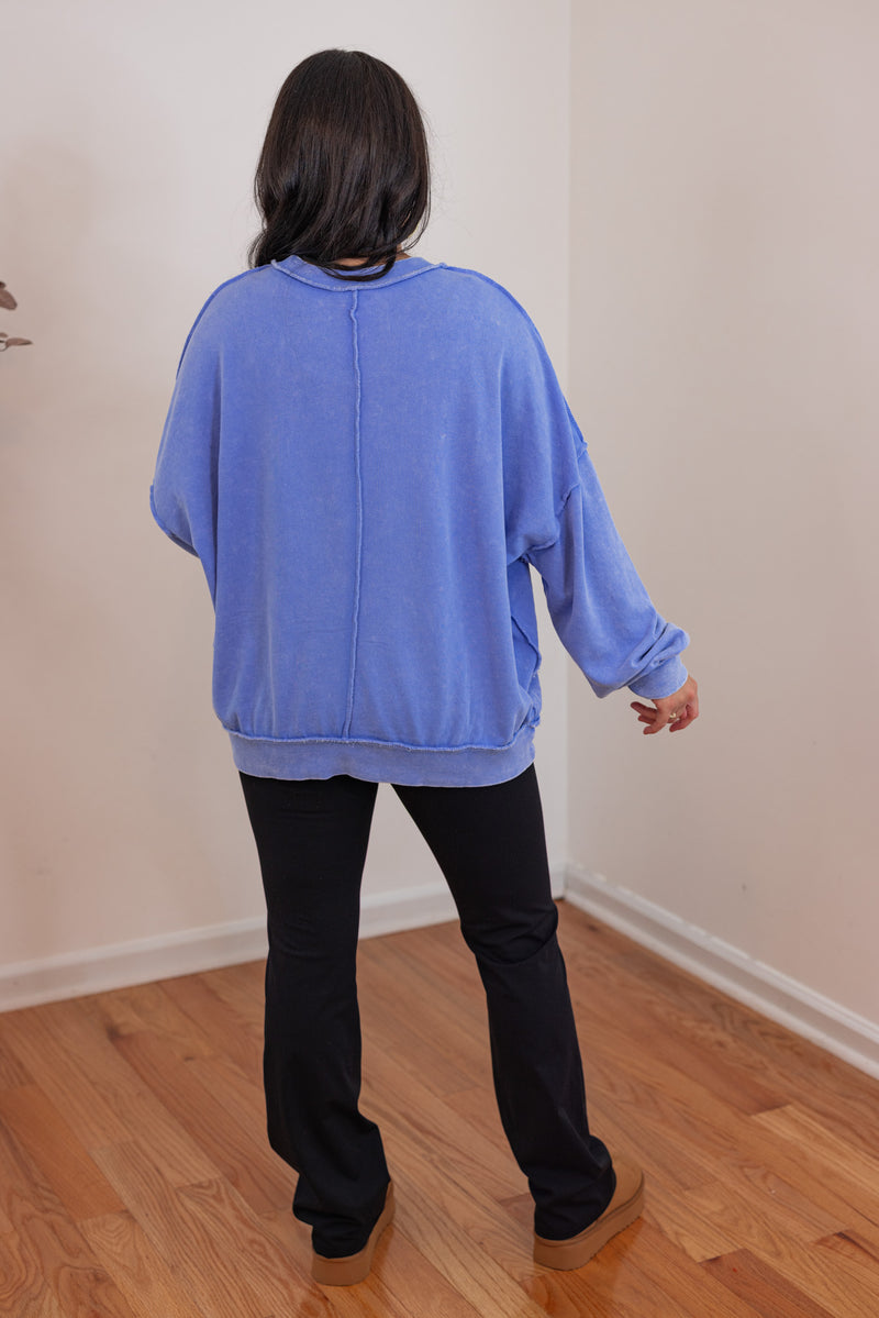 blue mineral washed cotton sweatshirt