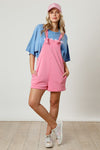 Fantastic Fawn Mineral washed pink french terry knit overall shorts