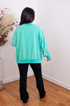 easel mint green side slit pullover