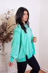 easel mint green side slit pullover