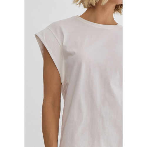 Entro Off white top with short cap sleeves