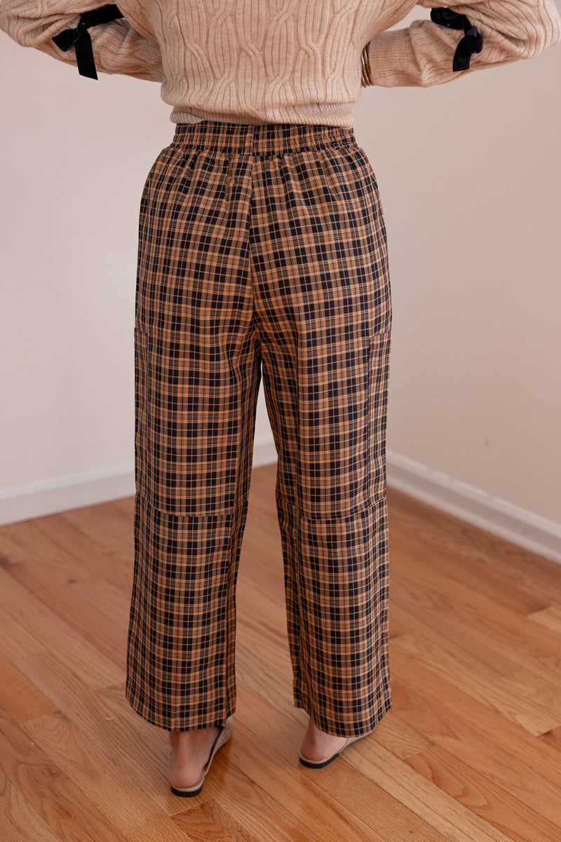 tan black plaid cargo pants