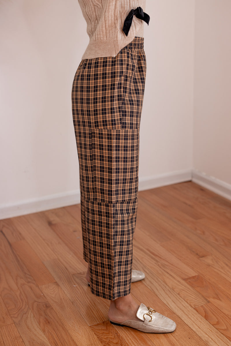 tan black plaid cargo pants